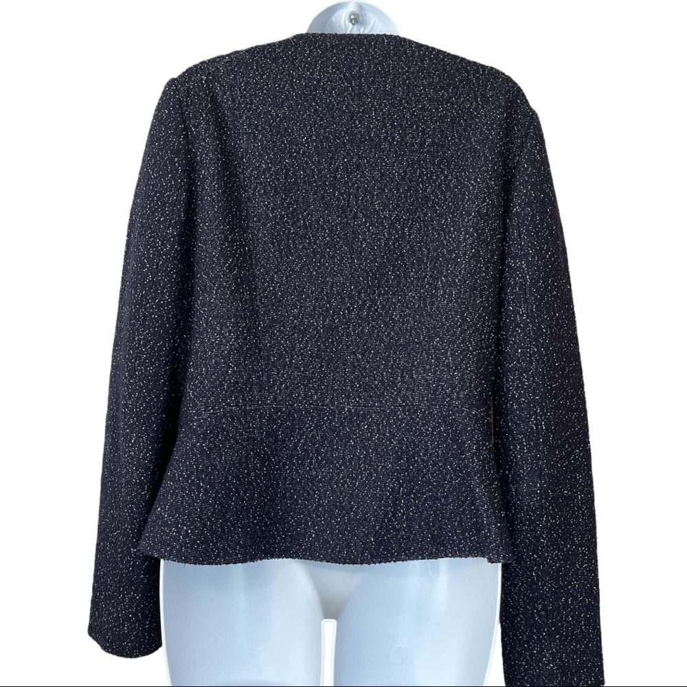 Hugo Boss Klera Tweed Wool Blue Asymmetrical Blazer Coat - Picture 4 of 9